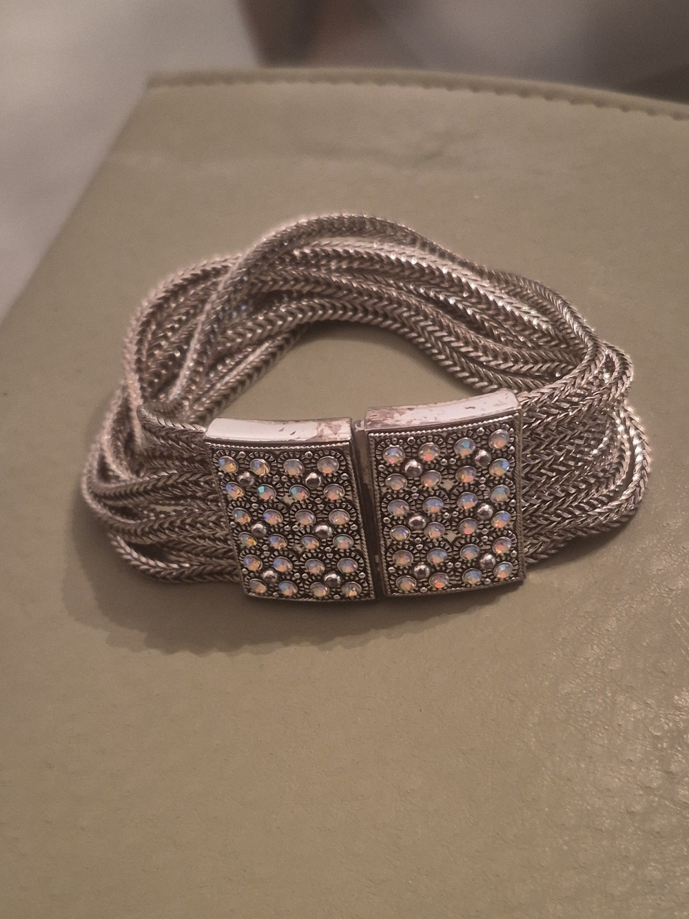 Silver Multi-Strand Crystal-Accent Bracelet